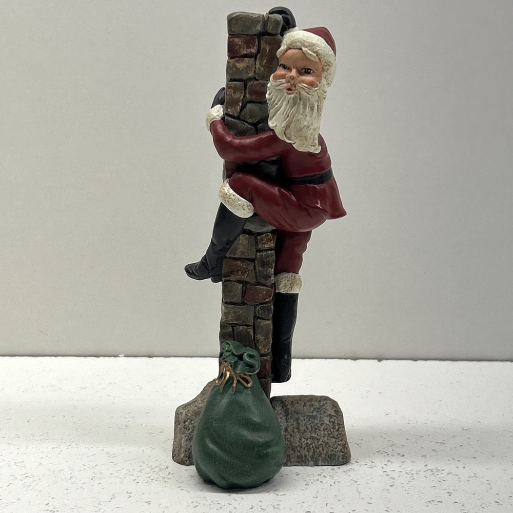 Vintage Jim Shore Chimney Santa Ornament Hanging Small Red 1992 Resin Doll